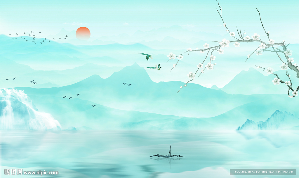 新中式水墨背景墙