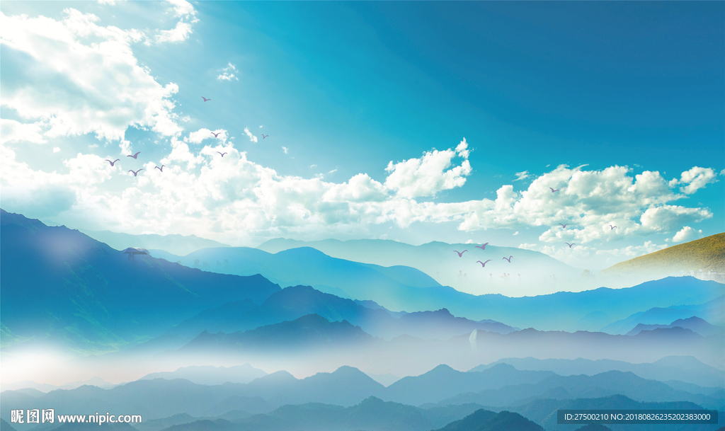 山水风景背景墙