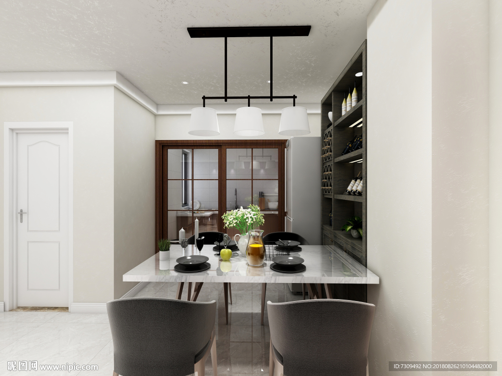 现代简约家居客餐厅装修效果图