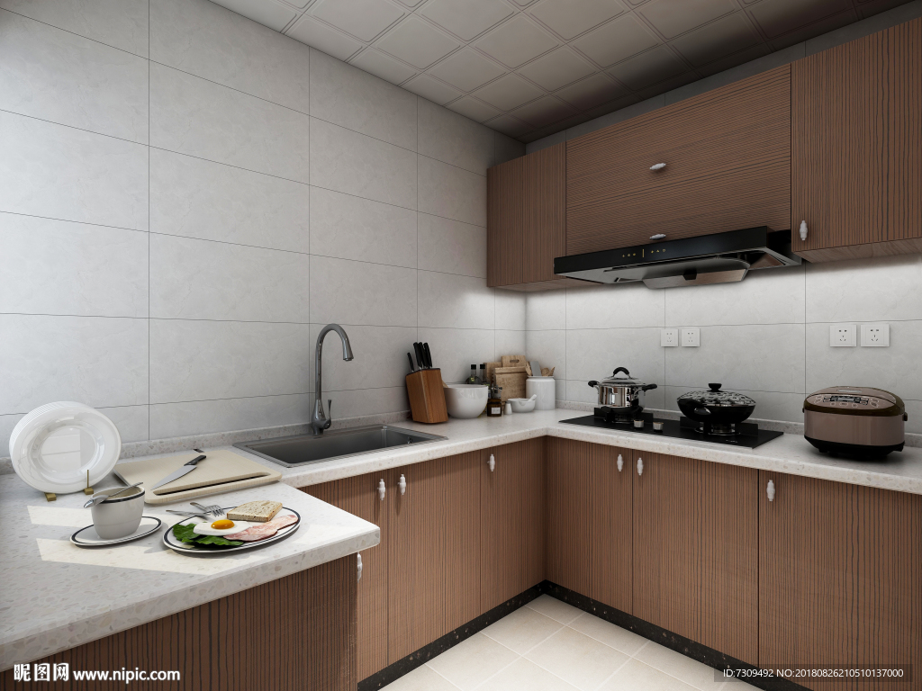 现代简约厨房装修效果图