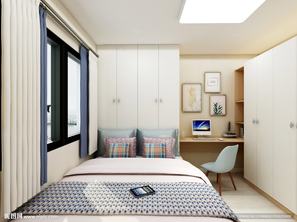 现代简约儿童书房装修效果