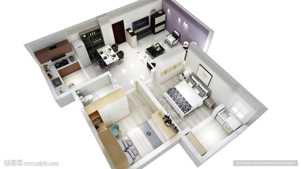 现代简约小户型装修户型效果图