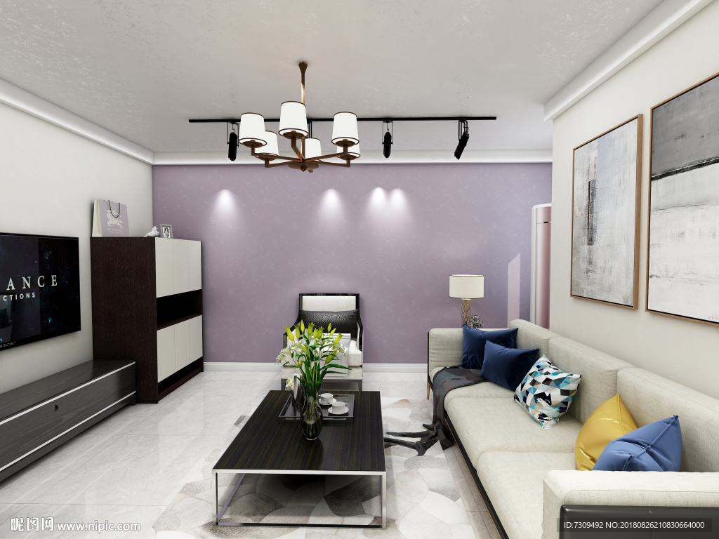 现代简约家居客厅装修效果图