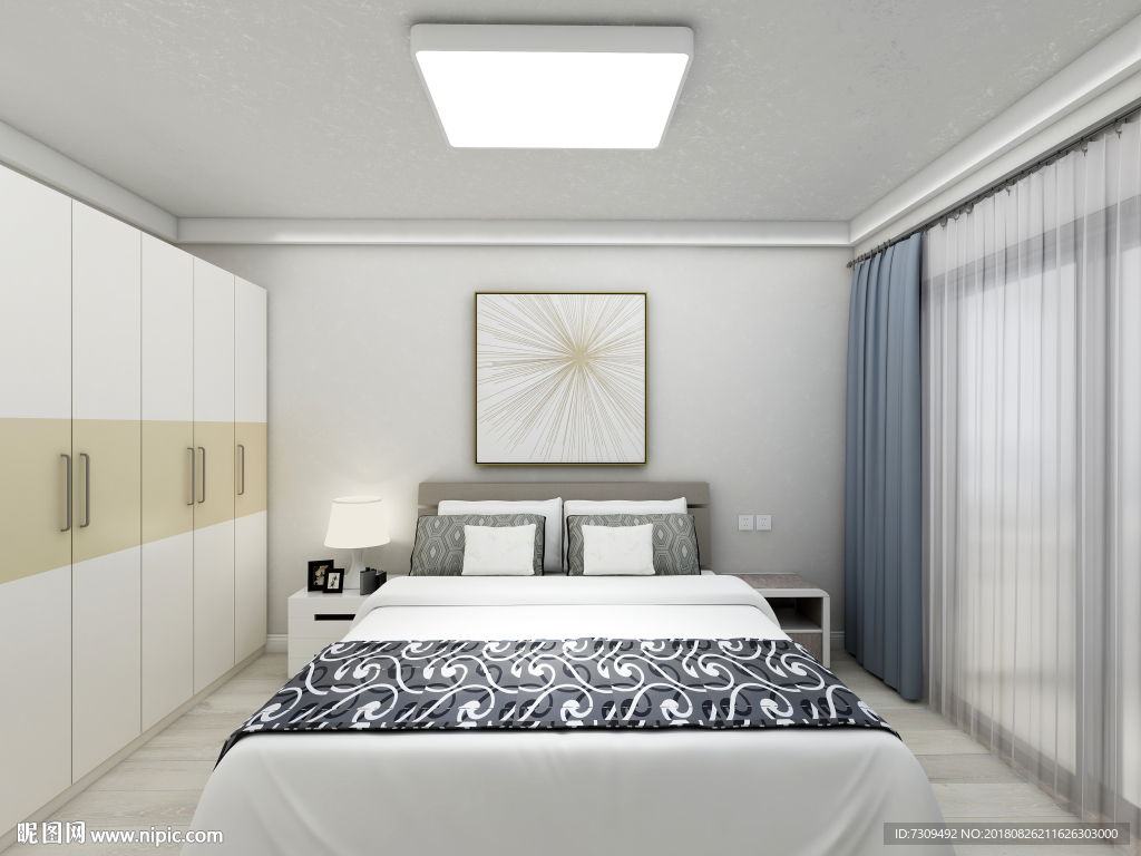 现代简约卧室艺术装修效果图