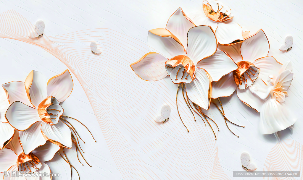 简约花卉背景墙