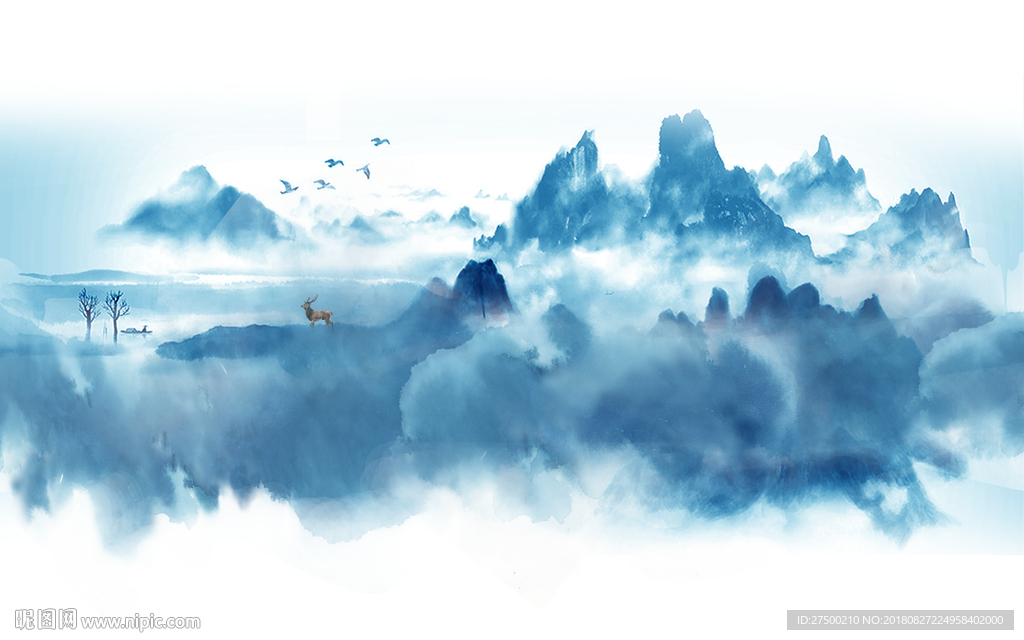 新中式水墨背景墙