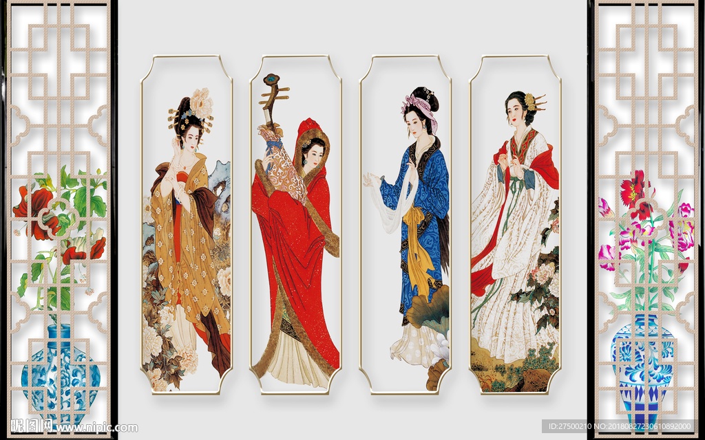 古典人物工装背景墙