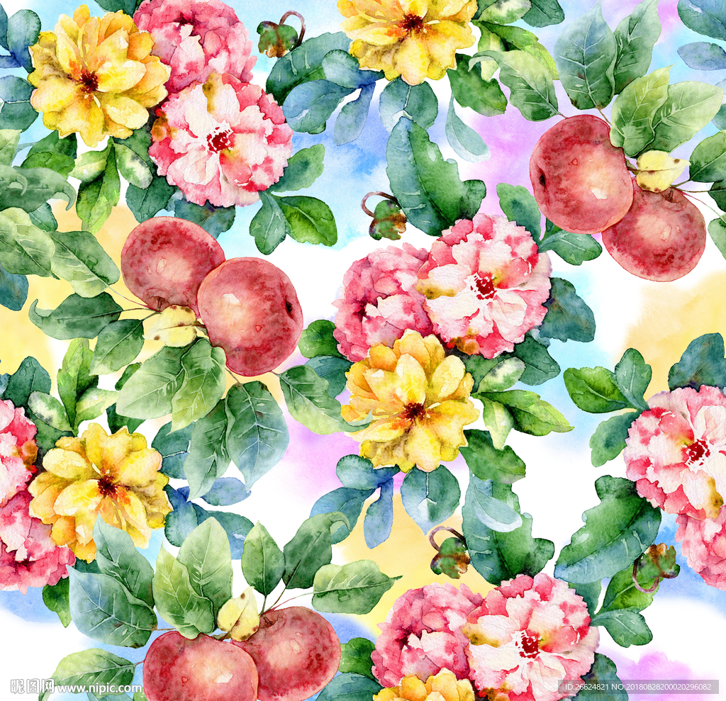 家纺床品服装印花花绘水果图案