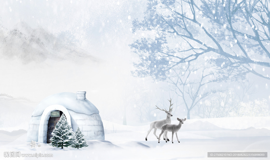 北欧麋鹿背景墙