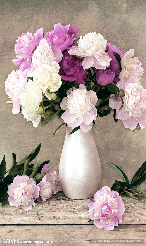 花瓶花卉油画玄关