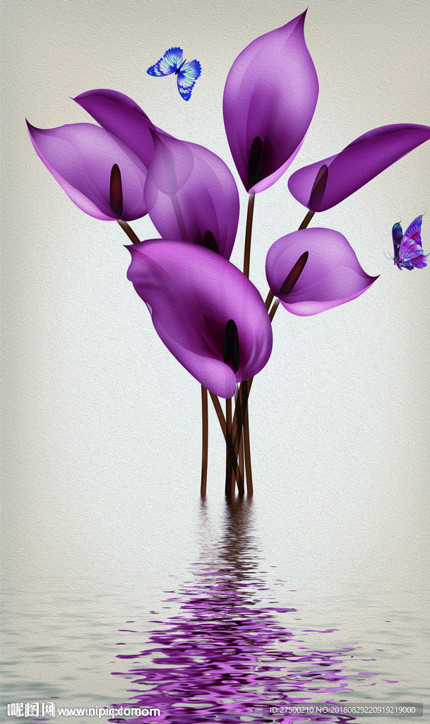 简约花卉背景墙