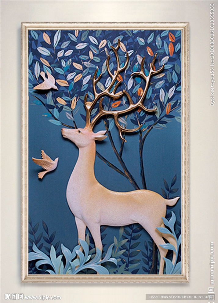 浮雕小鹿装饰画