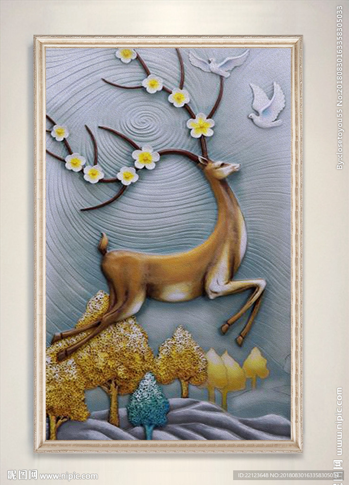 现代浮雕小鹿装饰画