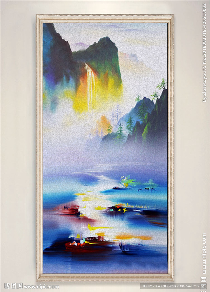 新中式手绘晕染山水风景装饰画