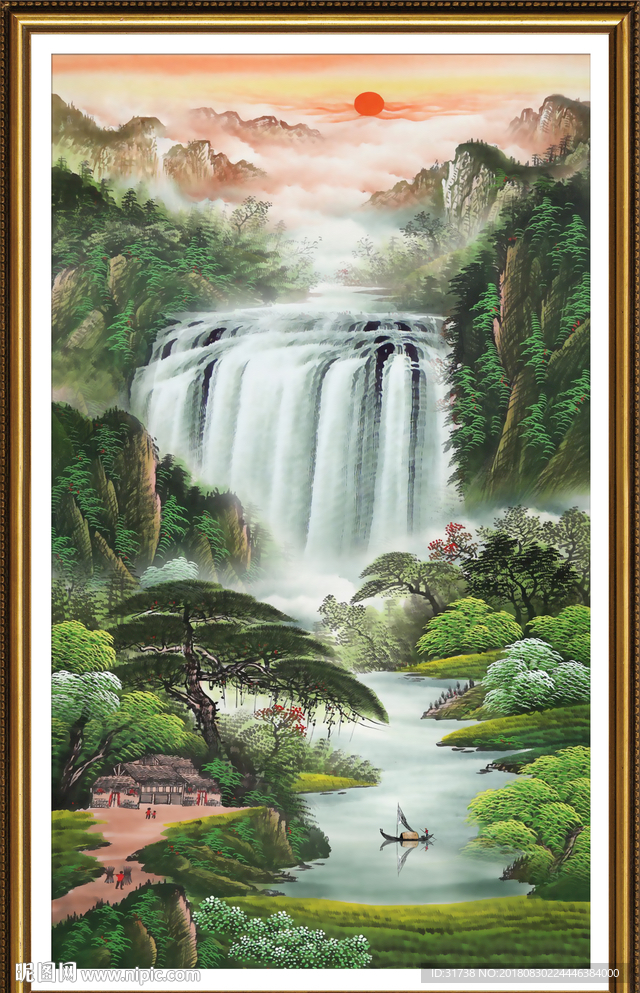 竖幅山水画