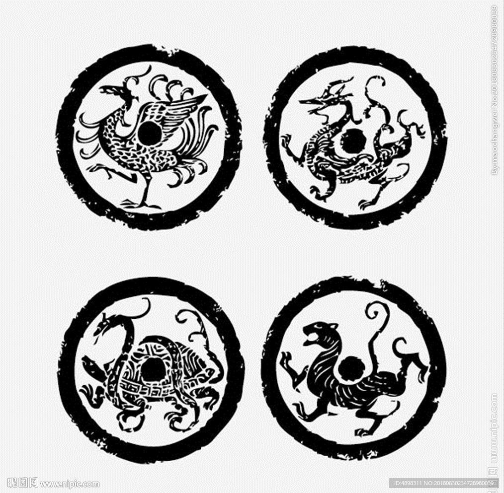 关 键 词:青龙白虎 朱雀玄武 上古四大神兽 四大神兽 四圣兽图腾