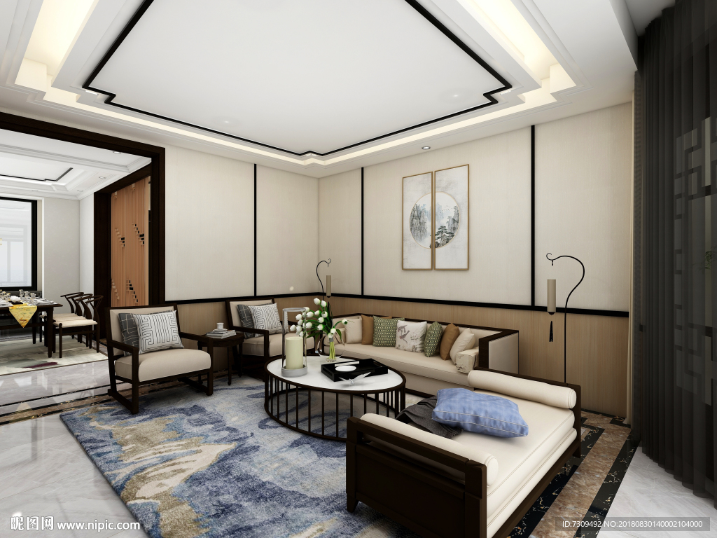 新中式客餐厅装修效果图