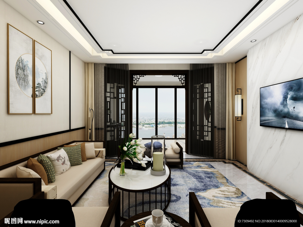 新中式风格客厅装修效果图