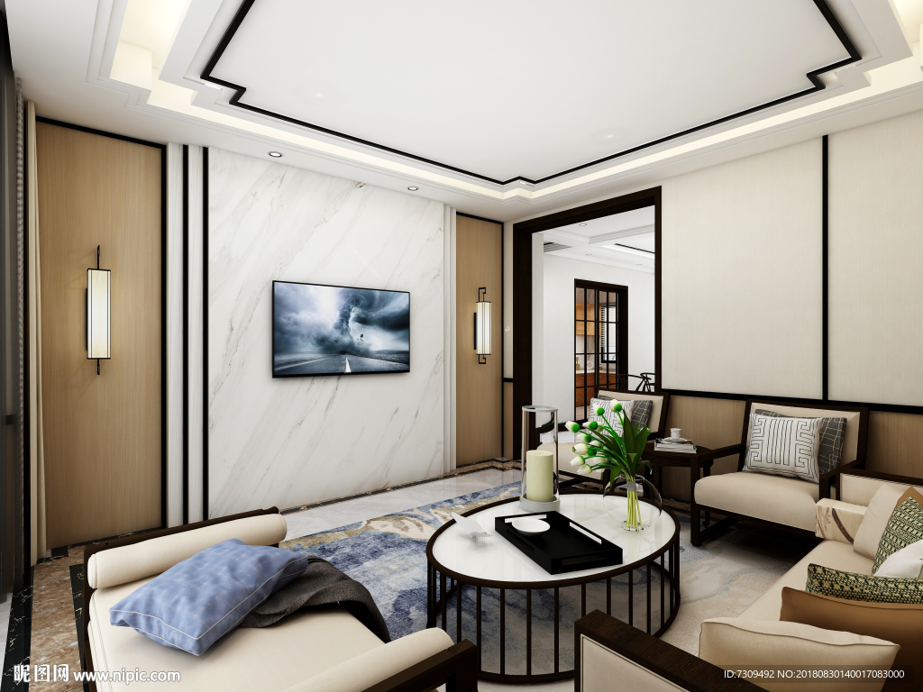 新中式风格客厅装修效果图