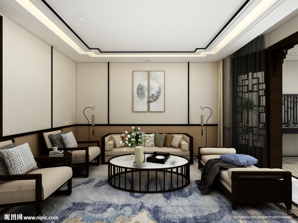 新中式家居客厅装修效果图