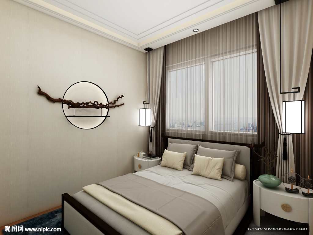 新中式风格卧室装修效果图