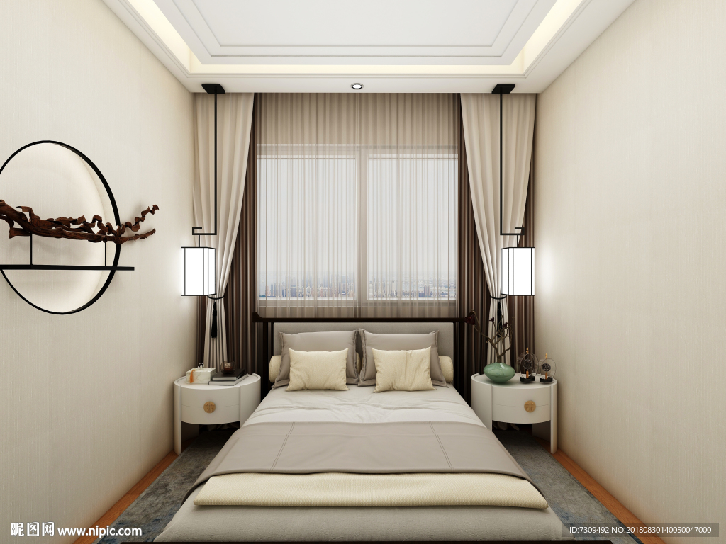 新中式客卧装修效果图