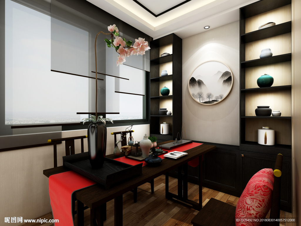 中式古典家居书房装修效果图