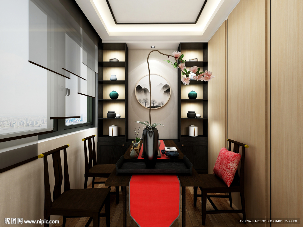 中式古典书房装修效果图