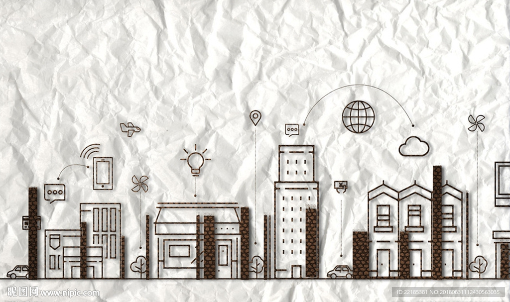 立体建筑群纹理背景墙