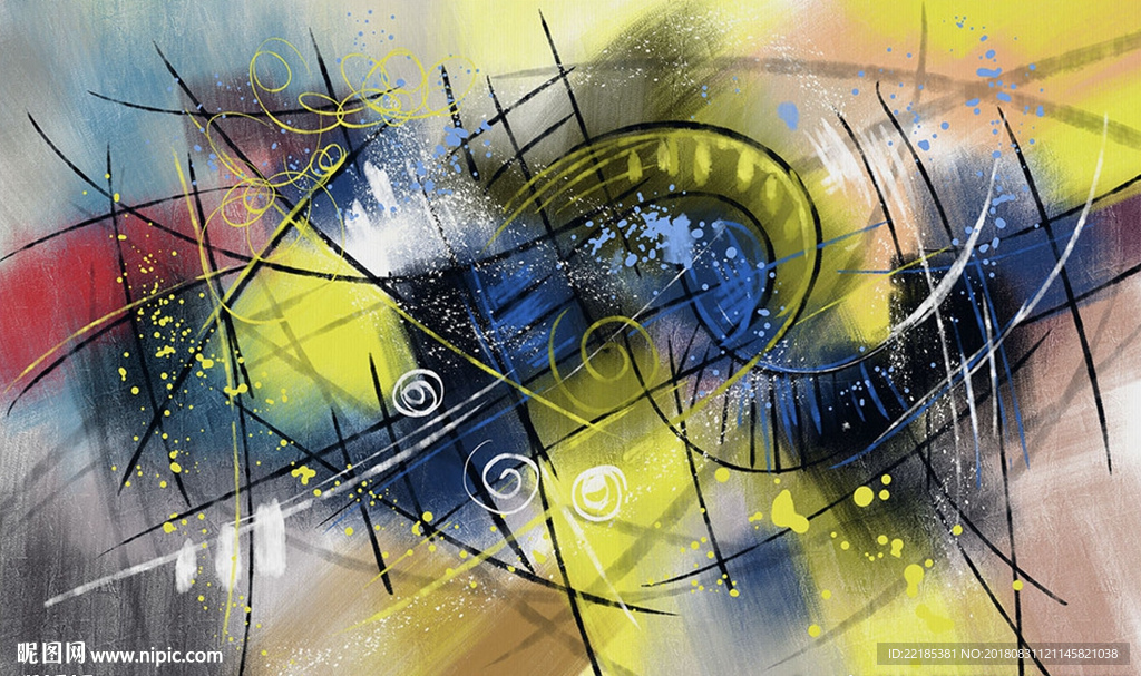 欧式现代抽象油画背景墙