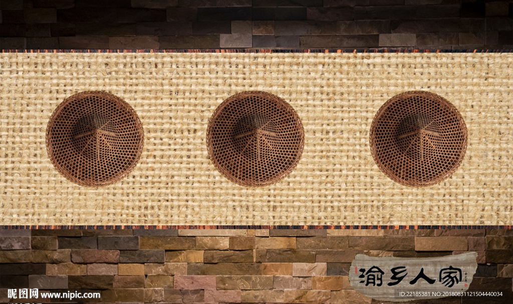 竹制装饰品背景墙