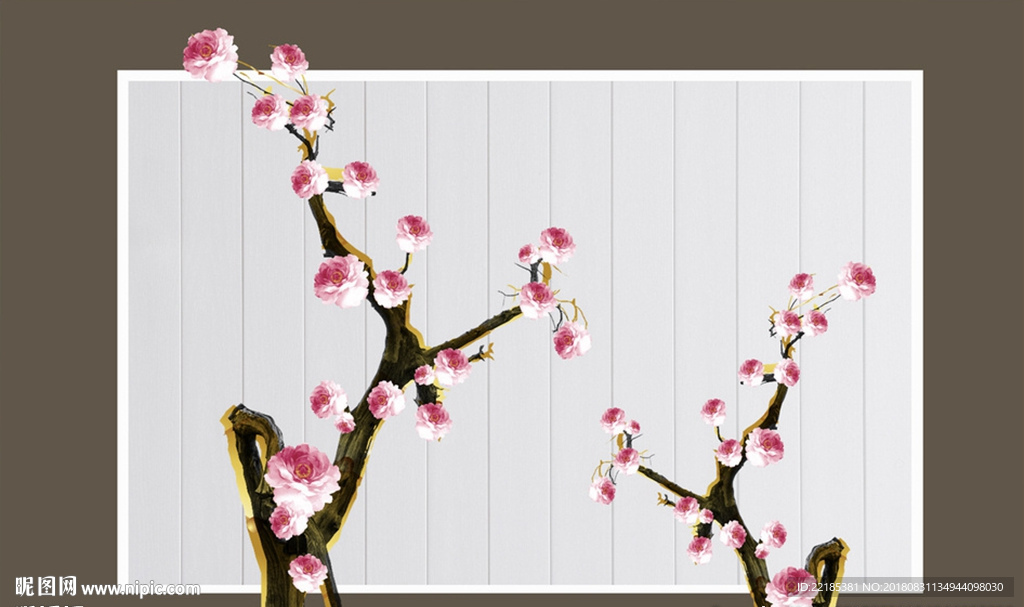 现代风唯美花枝背景墙