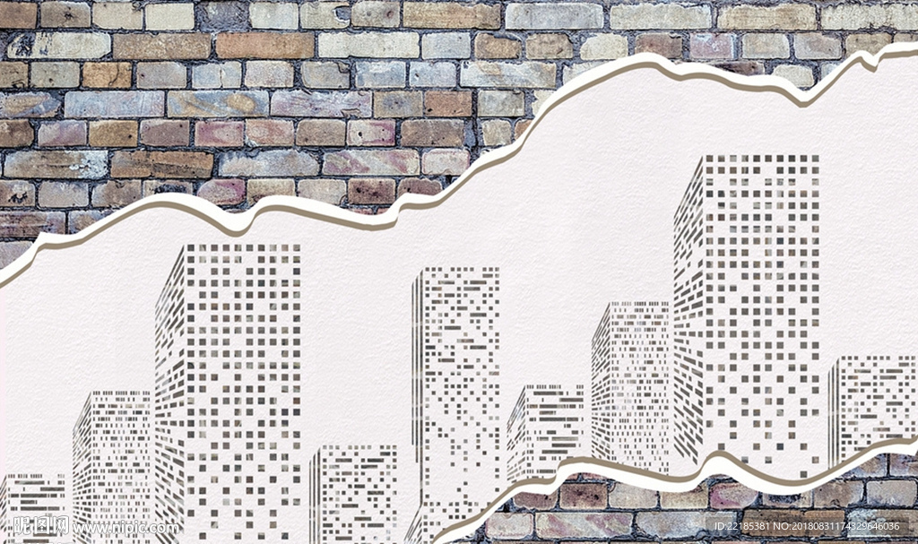 现代简约创意城市背景墙