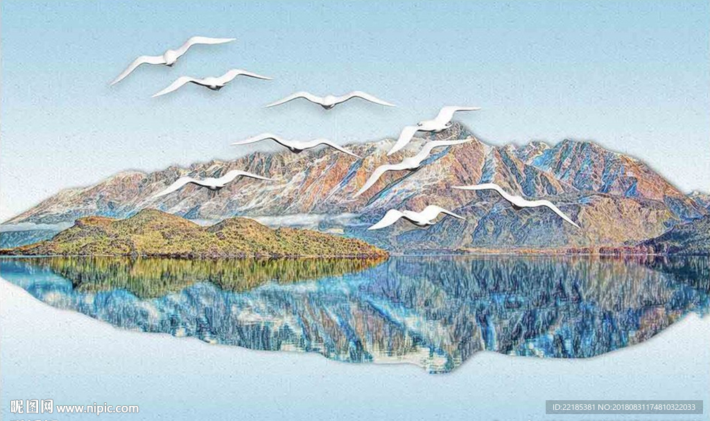 简约北欧风山水背景墙