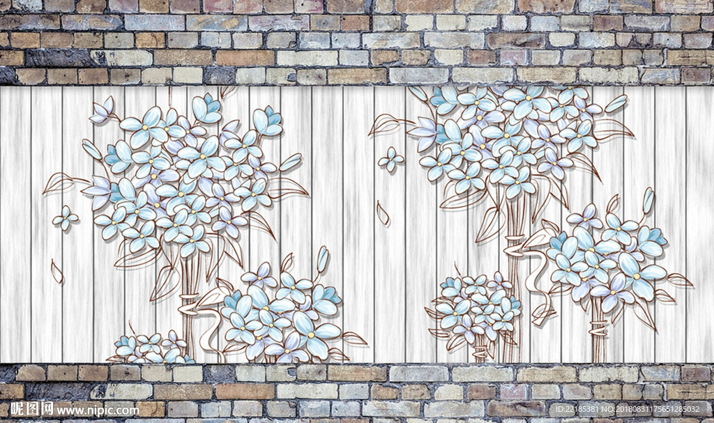 复古枝干花卉背景墙