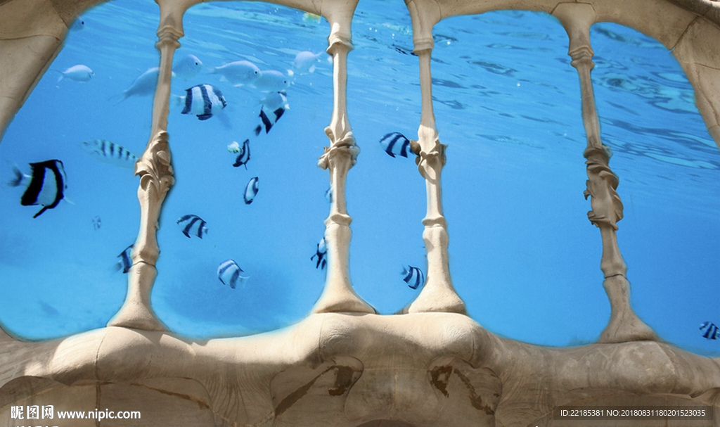 创意阳台海底世界背景墙