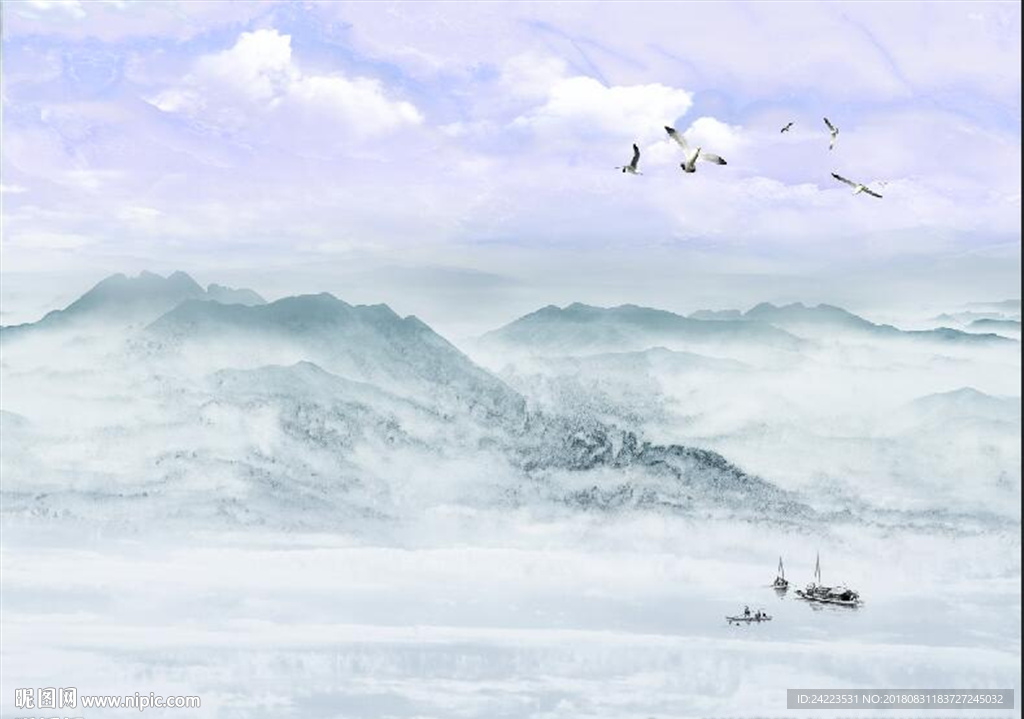 新中式石纹山水海纳百川背景墙