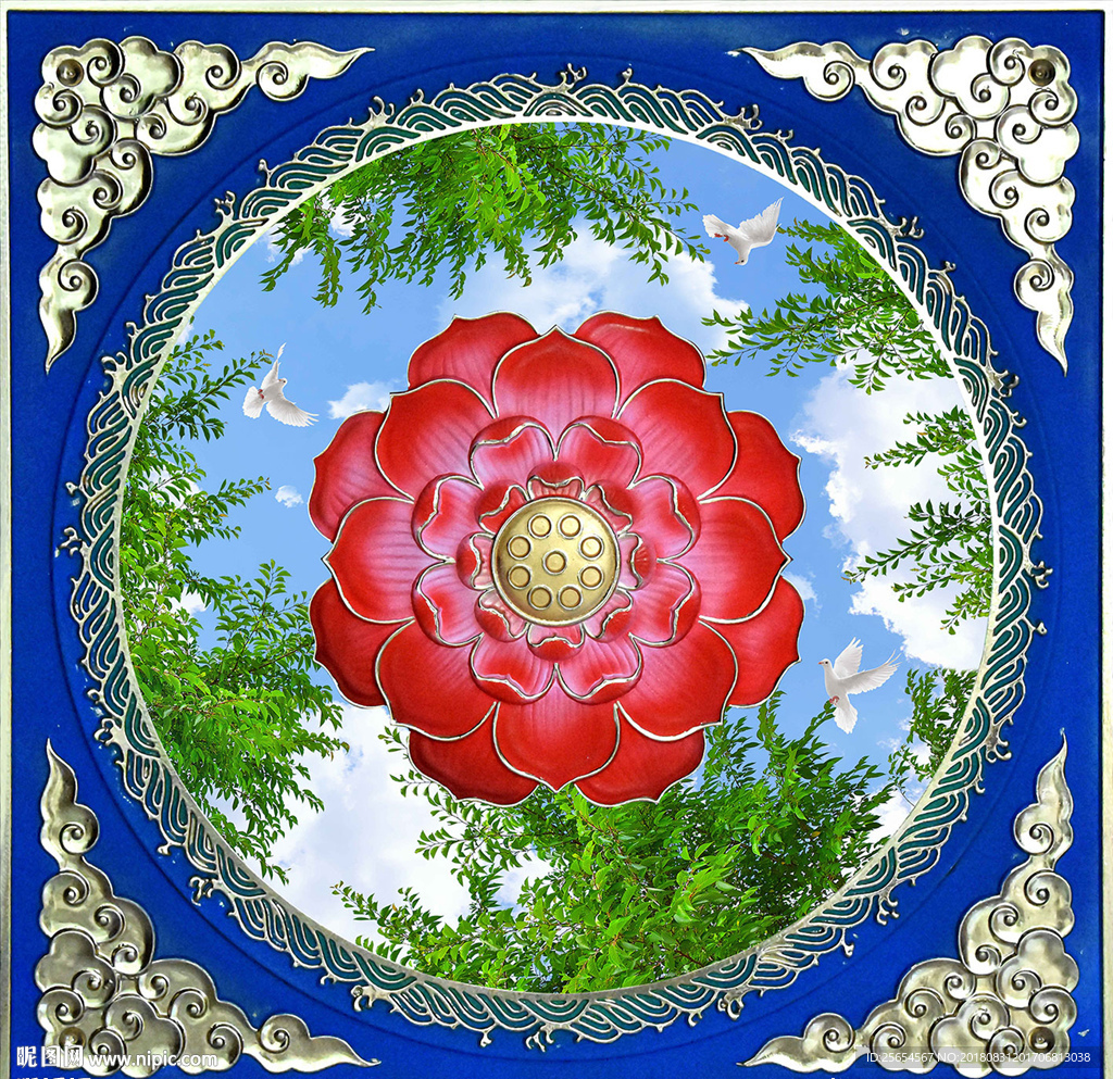欧式天空树技圆形天顶