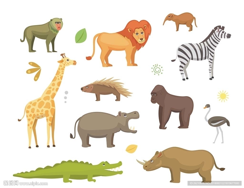 森林动物矢量卡通素材
