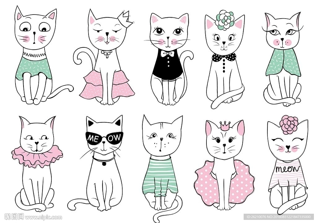 可爱猫咪矢量卡通素材