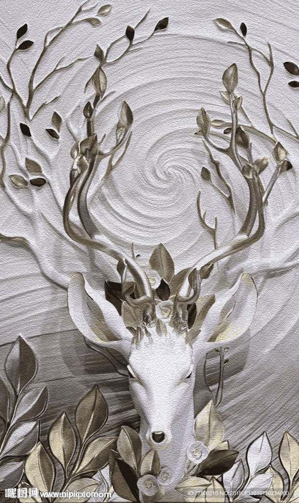 麋鹿玄关画