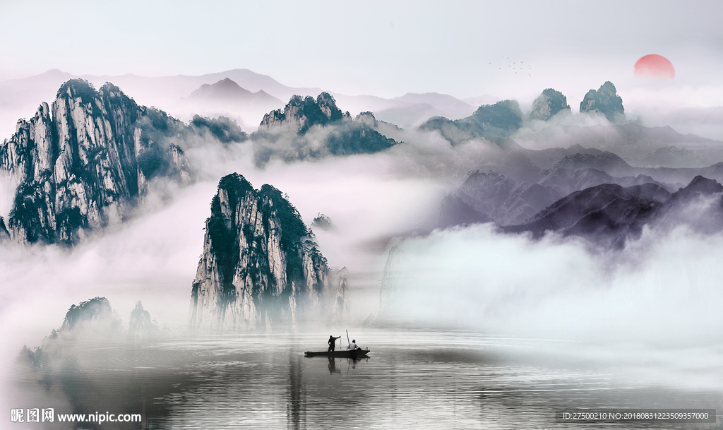 水墨山水背景墙