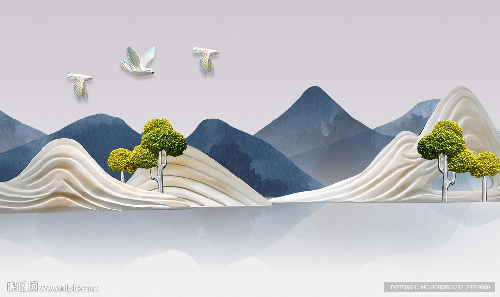 抽象山水背景墙