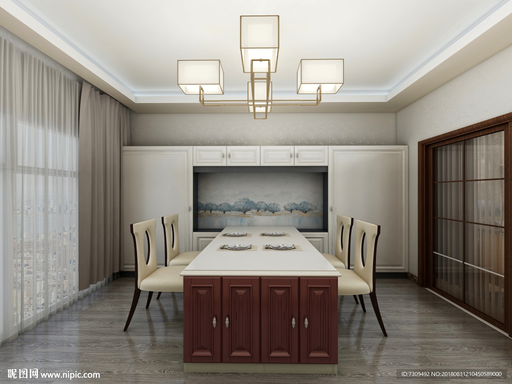 新中式风格餐厅简约装修效果图