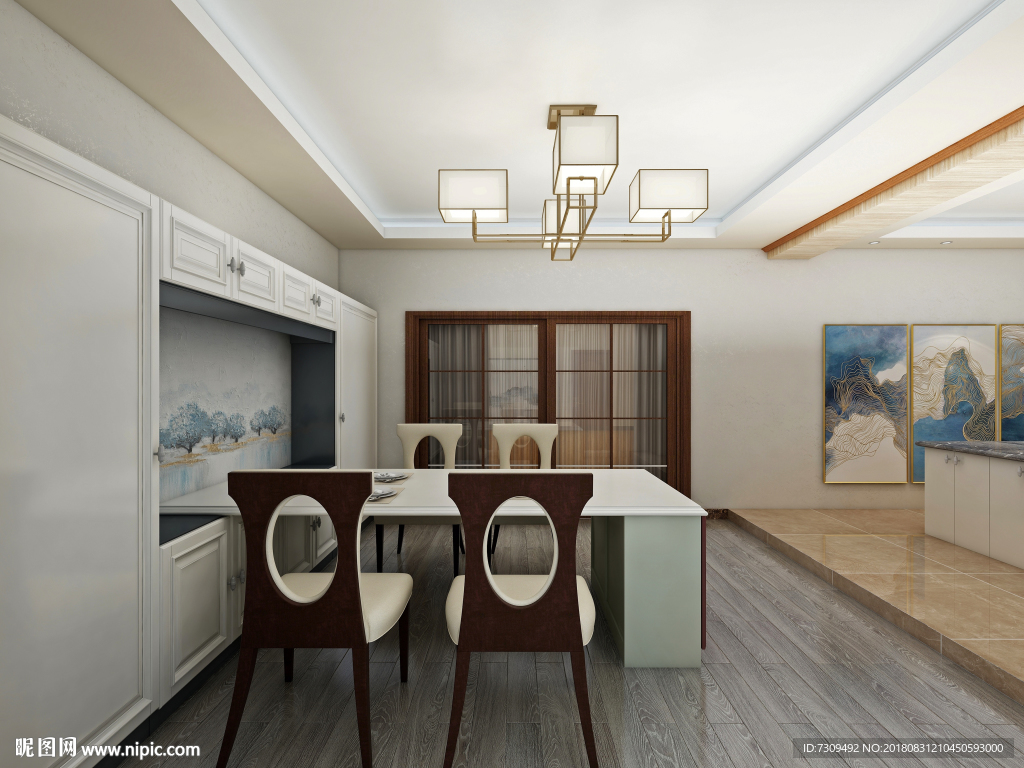 新中式简约客餐厅装修效果图
