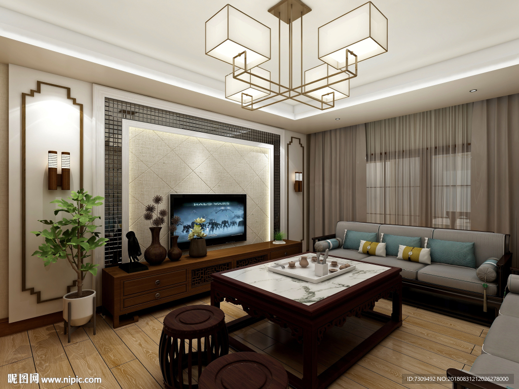 新中式家居客厅装修效果图