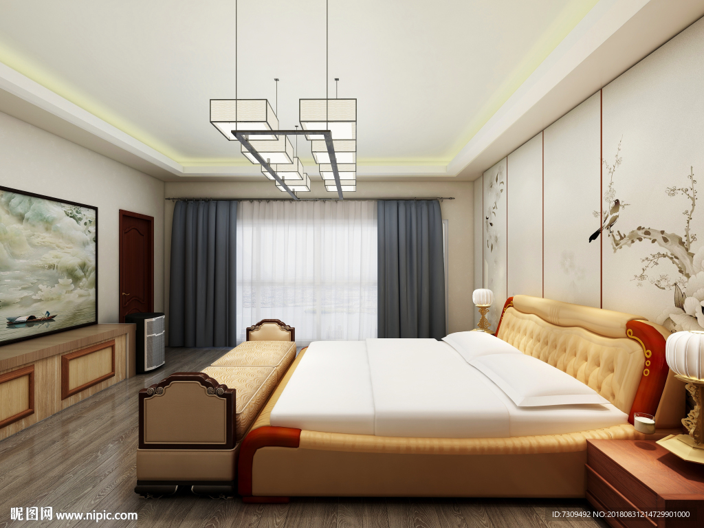 新中式风格卧室装修效果图