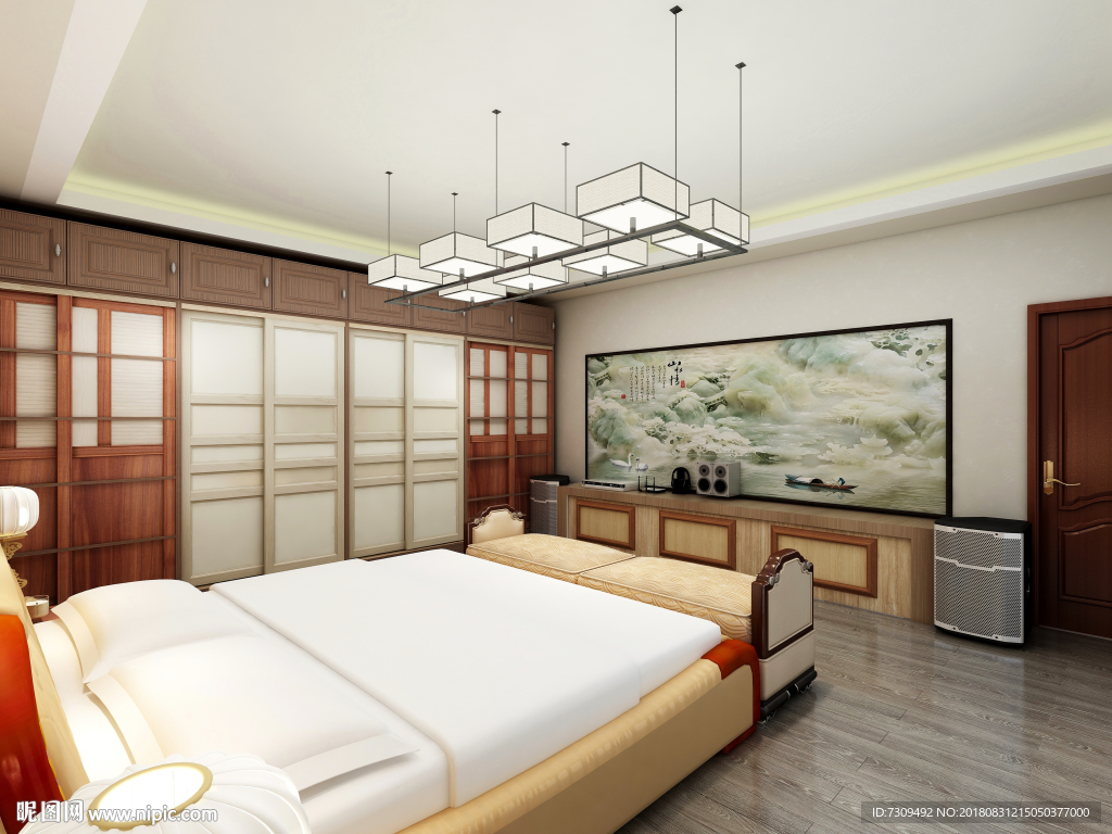 新中式家居主人房间装修效果图