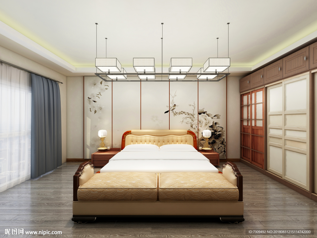 新中式家装别墅房间装修效果图