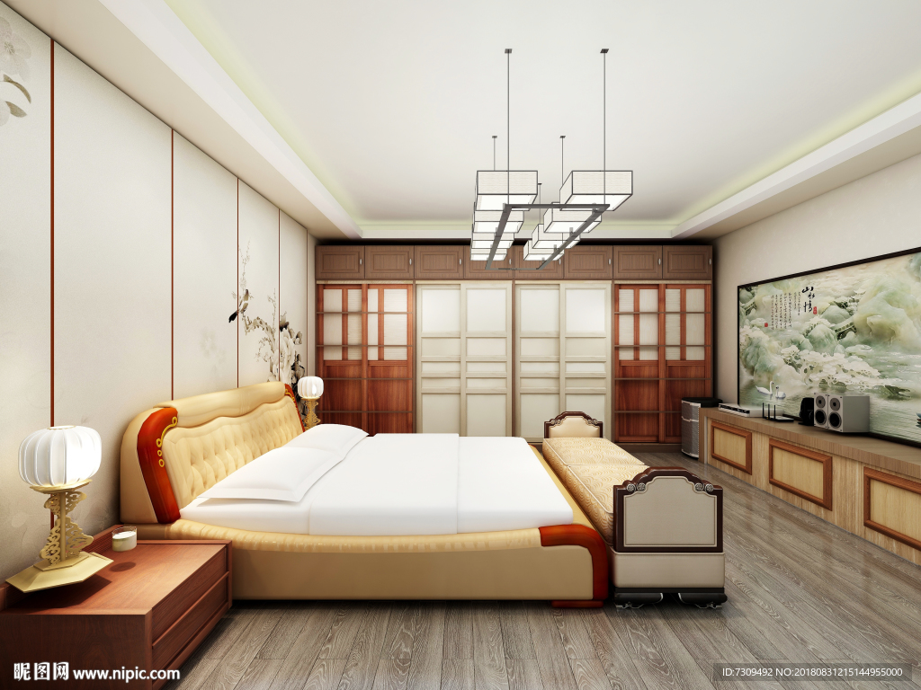 新中式卧室大气装修效果图